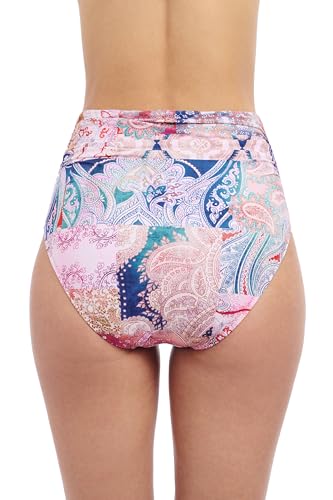 Profile by Gottex Karma Women’s Shirred High Waist Bottom in Multi Paisley Print with Front and Back Tummy Control3