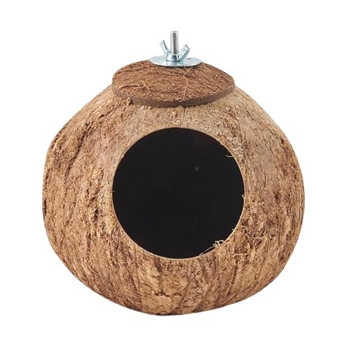 GkgWuxf Casa de anidación de pájaros – Casa de anidación de Concha de Coco para Jaula de pájaros | Decoración Interior y Exterior, Adorno de hábitat para Amantes de los Animales para periquitos,