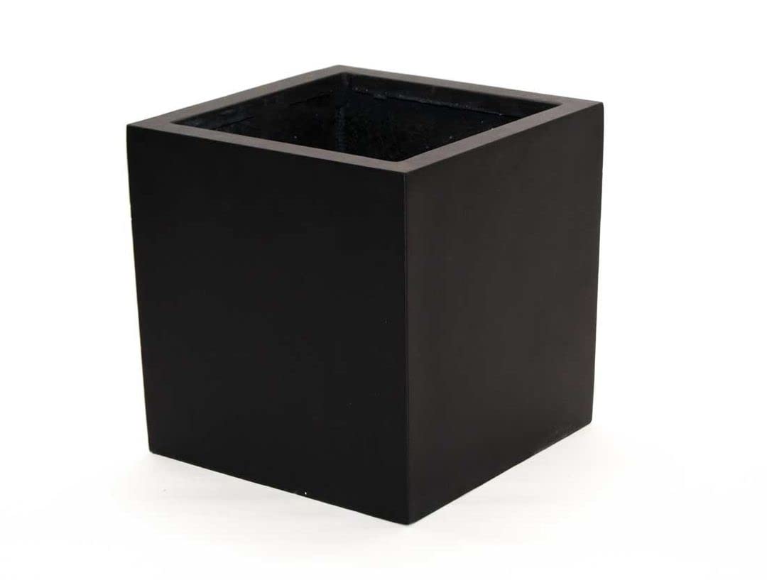 Blumenkübel Fiberglas quadratisch 30x30x30cm elegant schwarz-matt.
