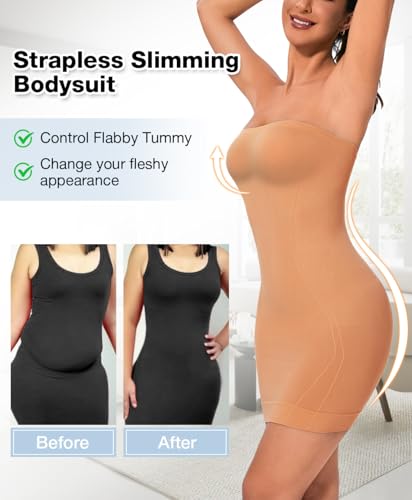 Image of Strapless Shapewear for Women Full Slip shapewear dress Tummy Control slip for women under dress