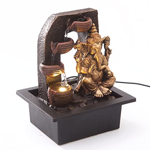 Ganesha with Water Cups Indoor Water Fountain with LED Light | Size 21 * 17.5 * 25 Cm | 3 Pin UK Plug Included | - Image 4
