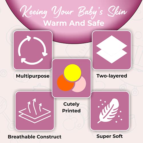 Image of pom-pom SWEET HEARTS Cotton Hooded Swaddle Wrapper for New Born Baby | Two Layer Wrapper /Blanket /Receiving Blanket | Soft, Lightweight & Travel Friendly - (0-9 Months) - Animal Striped Print - Pink