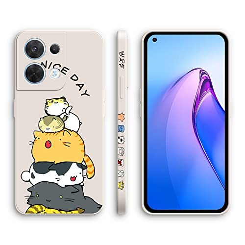 Cover per Oppo Reno8 5G Reno 8 5G Custodia Morbido Antiurto Ultrasottile con Motivo Carino Design a Bordo Dritto - Kitten silicone bianco