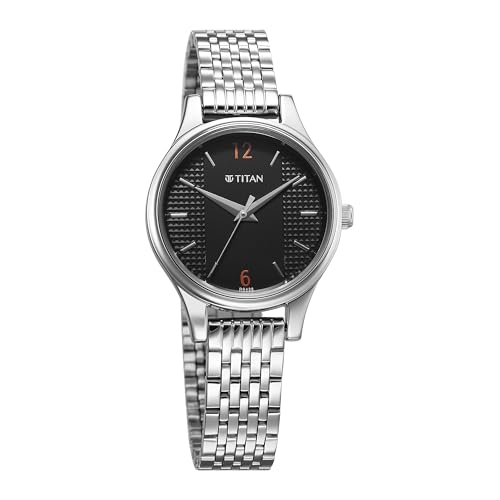 Image of Titan Karishma Workwear Black Dial Stainless Steel Watch for Women