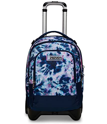 TESSUTO: Poliestere Trolley Scuola Seven Jack 2 Ruote Detach - CLOUDY SHAPES - Blu - Zaino Sganciabile - Doppio Uso con Zainetto Rimovibile - Tasca Interna Porta Borraccia - Maxi Capienza - Trolley Viaggio Bambini