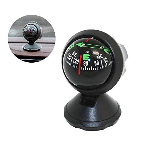 Pawaca Car Compass Ball, Self-Adhesive Auto Dashboard Mini Compact Compass and Decorative Ornaments