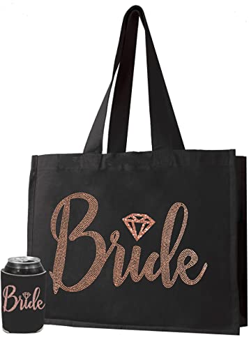 RhinestoneSash Rose Gold Bridal Party Tote Bags - JUMBO 18