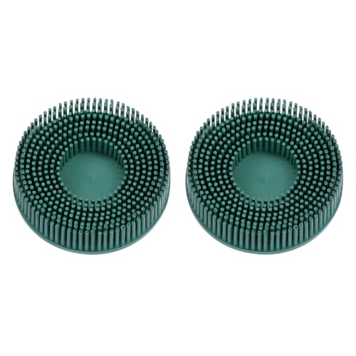 Image of HARFINGTON 2pcs Bristle Disc 3 inch 50 Grit Abrasive Brush Deburring Electric Disc Brush with Quick Change Lock Abrasive Coating Removal Disc for Metal, Green