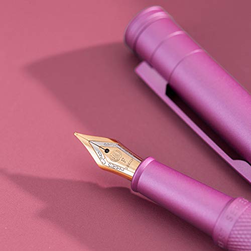 Image of Asvine Pink Forest Fountain Pen Extra Fine Nib, Classic Design with Converter and Metal Pen Case, The Light of Hope Serise