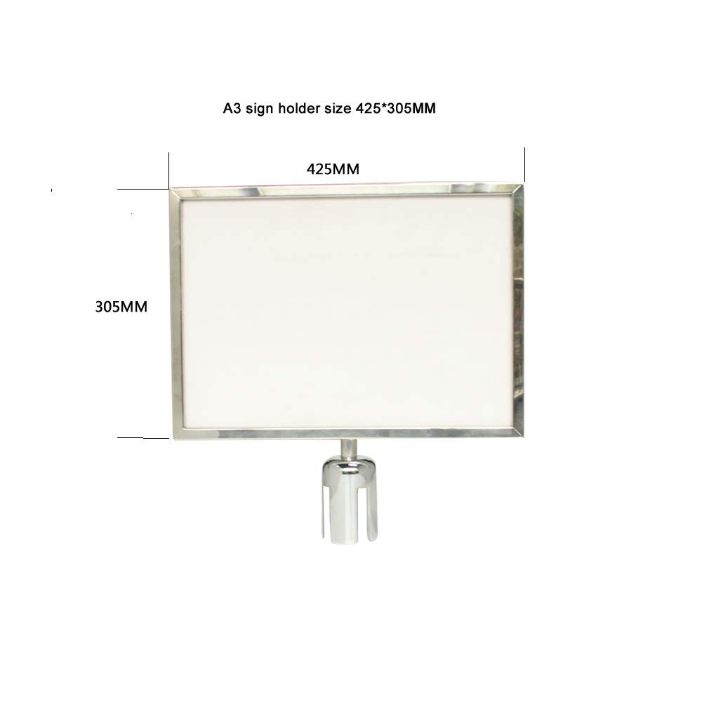 Pizarra informativa A4/A3 horizontal para postes con correas, color Cromo. A3 Horizontal