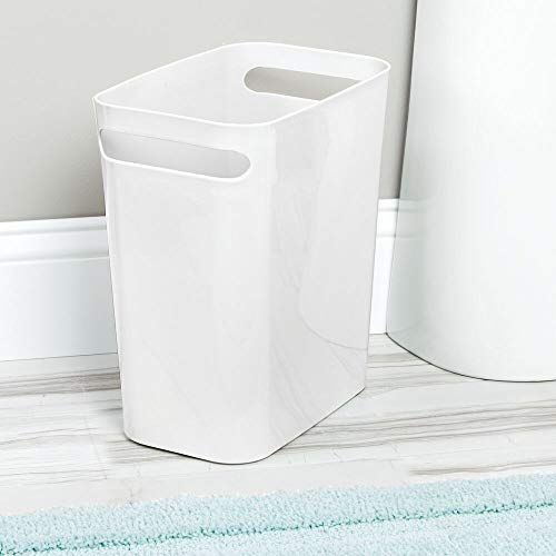 image for mDesign Slim Plastic Rectangular Large Trash Can Wastebasket, Garbage 