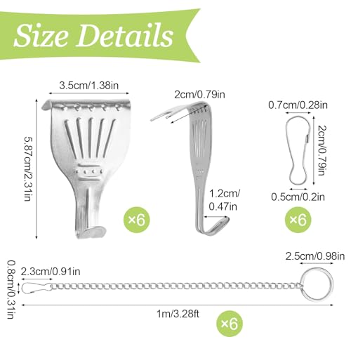 Image of Picture Hanging Kit 6Pcs Picture Rail Hooks & 6Pcs Chains, Metal Rail Hanging Hooks Picture Display Hanging System for Wall Picture, Exhibition(Silver,1M)