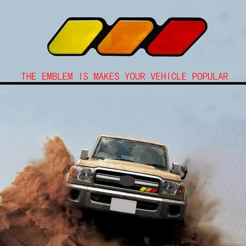Image of 1 PC Car Slotted Grille with Three Color Markings, 4.72 inch x 0.98 inch Thickened Center Grille Personalized Markings, Modification Accessory, for Toyota Tacoma 4runner Tundra (Yellow & Orange & Red)