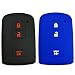Coolbestda 2Pcs Silicone Smart Key Fob Cover Protector Keyless Jacket Remote Control Holder for 2016 2017 Toyota Tacoma Land Cruise Prius V RAV4 Black Blue