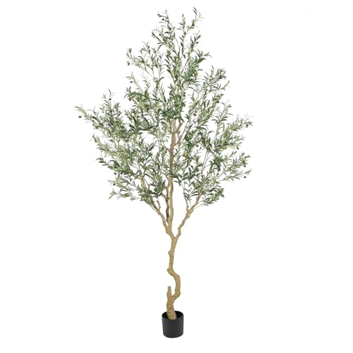 Nafresh Tall Faux Olive Tree，9ft（108in） Realistic Potted Silk Artificial Olive Tree， Fake...