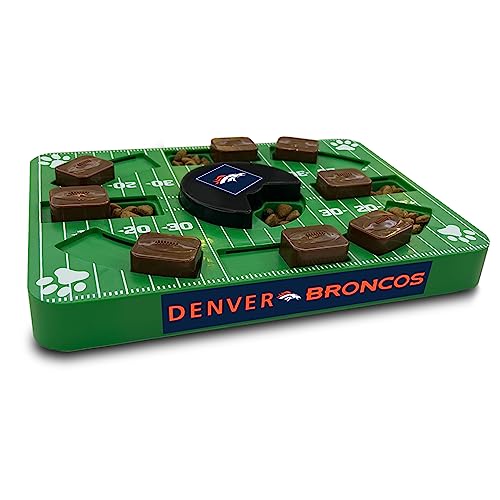 Image of Pets First NFL Denver Broncos Puzzle Toy for Dogs, Slow Feeder Board for Pets, Interactive Doggie Treat Toy