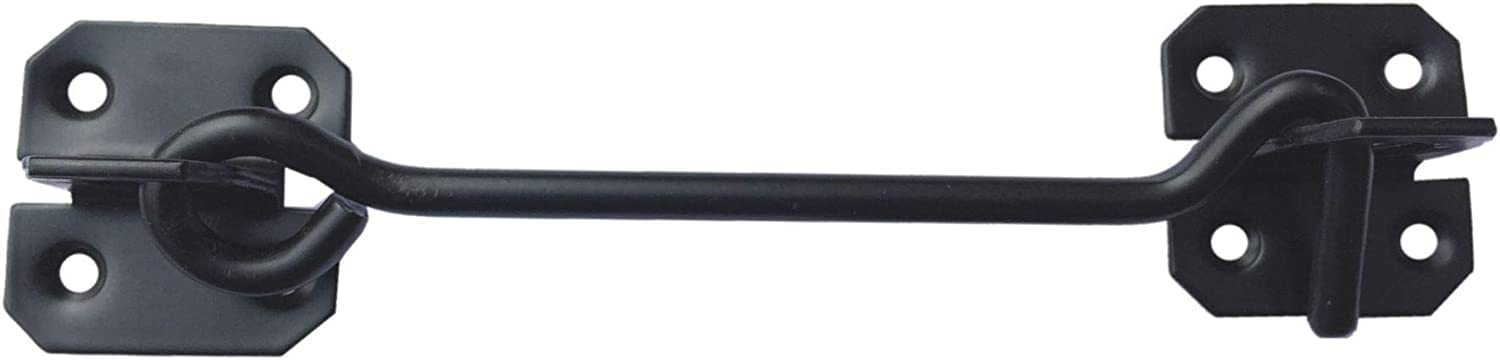 Dzina Black Wire Cabin Hook & Eye - For Shed Gate Door Latch Includes Screws (200Mm (8 Inch))