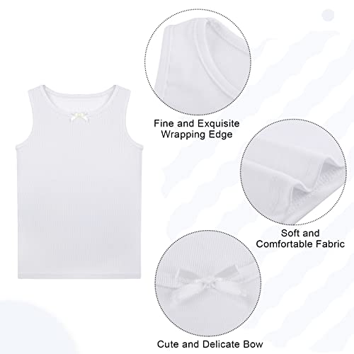 Cooraby 6 Pack Kids Tank Top Solid Kids Cotton Undershirt Value Girls Tank Top Sleeveless Tees For Little Girls White #TOP2