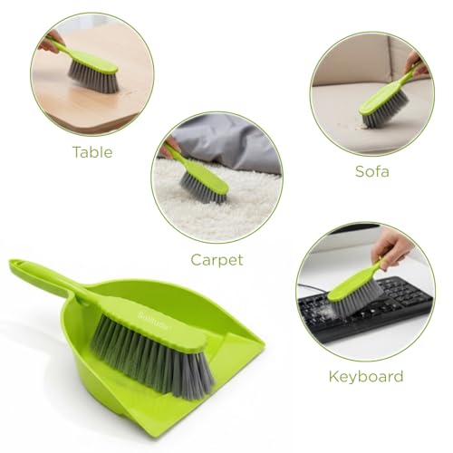 Image of Solitude Dustpan with Multi-Purpose Dusting Brush, Dust Pan and Brush Set for Cleaning Combo Portable & Easy to Store