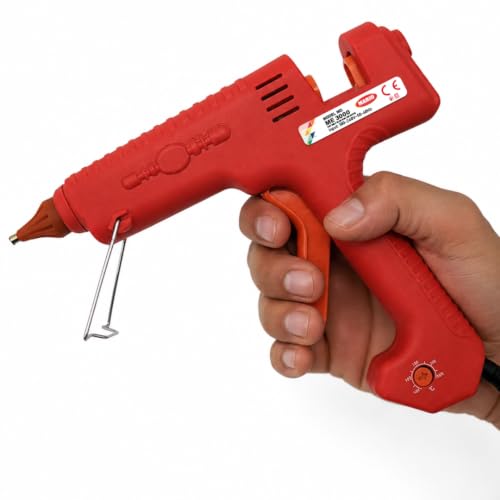 Image of Mario 300W Heavy Duty Glue Gun - Long Use, Nozzle Guard, Temp control+ 5 Crystal Clear Glue Sticks - Red (ME-3000)