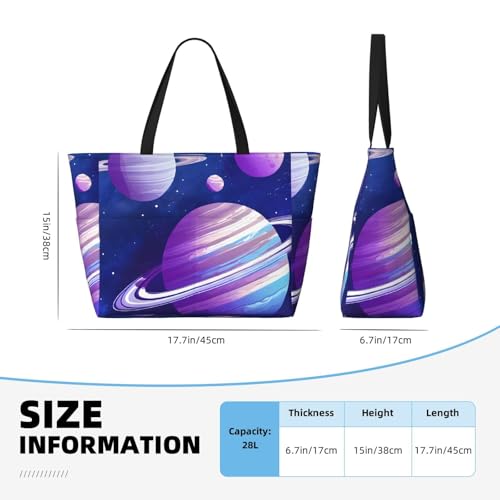 (Planet) Large Beach Tote Bag For Women With Zipper Foldable Lightweight Travel Pool Bag For Vacation Shopping4