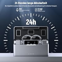 NEEWER CM31 Kabelloses Lavalier Mikrofon mit 8GB Speicher 24H Batterie 14H Aufnahme 820ft Reichweite 48KHz 24Bit kompatibel mit iPhone iPad Android PC Kamera YouTube/TikTok Stream Podcast Interview – Ansicht 3