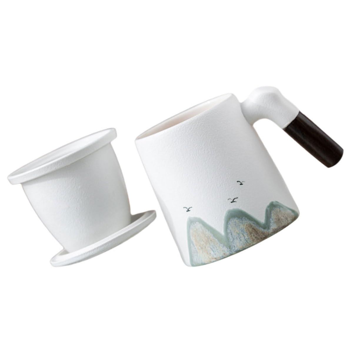 jojofuny Taza de Cerámica con Asa Cómoda para Filtrar Té en Hoja con Infusor y Tapa Taza para Infusiones Adecuada para Escritorio y Oficina