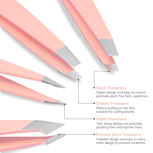 Facemade NO 4 Pack Tweezers Set - Professional Stainless Steel Tweezers For Men And Women, Precision Eyebrow Tweezers For Facial Hair, Chin thumb #2