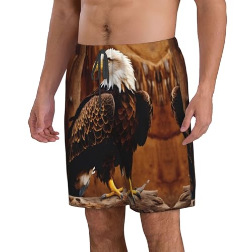 WURTON Flying Eagle Print Mens Swim Trunks Quick Dry Bathing Suits Summer Holiday Beach Board Shorts Pockets2
