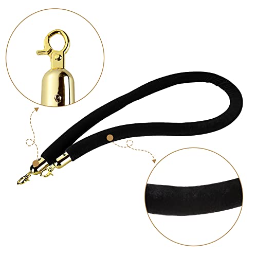 4Pcs Black Velvet Stanchion Rope, 5.25 Feet Crowd Control Stanchion Ropes Fit For Movie Theaters, Grand Openings, Hotels #TOP2