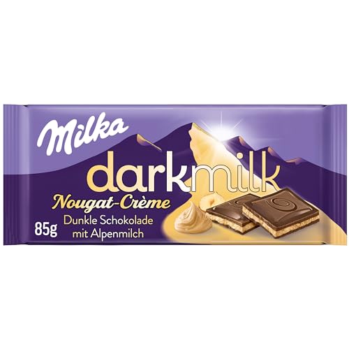 Milka Darkmilk Nougat-Crème Dunkle Schokolade mit Alpenmilch, 85 g – Ansicht 1