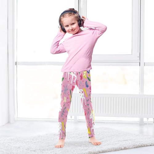 Toddler Girls Leggings Printed Yoga Pants Leggings Red Hair White Unicorn for Kids4
