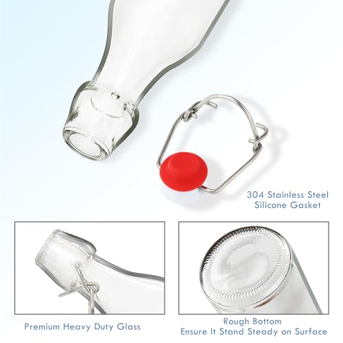 Image of YEBODA 8 oz Clear Swing Top Glass Bottles with Airtight Lids, 12 Pack