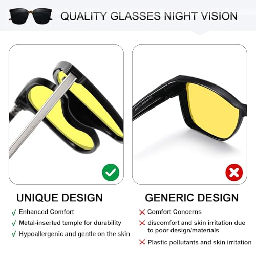 Image of HAOLOTA Night Vision Glasses for Driving Anti Glare, Polarized Nighttime Safety Glasses for Women Men UV400 Protection