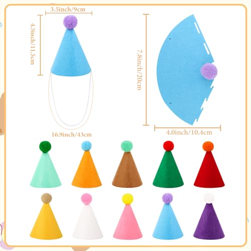 image for Hxezoc 10 Pcs Mini Birthday Party Hats Multicolor Lovely Cone Hats for