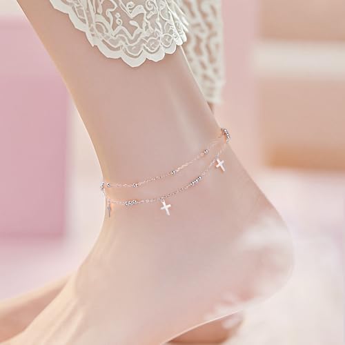 Image of Anklet for Women S925 Sterling Silver Adjustable Foot Plus Ankle Bracelet