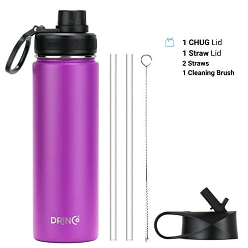 Image of Drinco Stainless Steel Water Bottle Spout Lid Vacuum Insulated Double Wall Water Bottle Wide Mouth Leak Proof Keep Cold Sport Camping Hiking