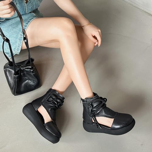 Women's High Top Leather Sandals Platform Summer Booties for Women4
