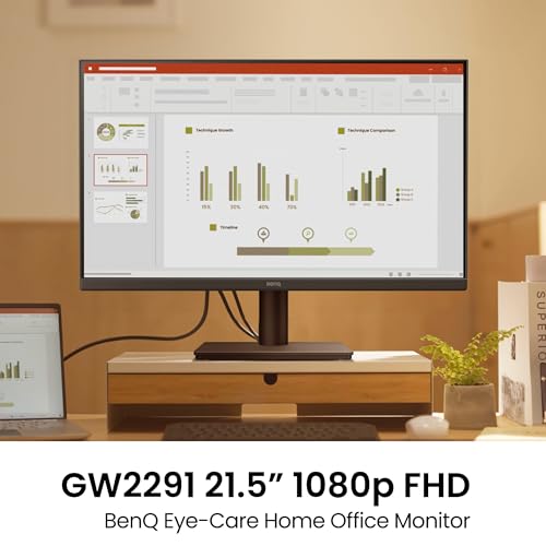 Image of BenQ GW2291 22 inch IPS 100Hz FHD Eye-Care Monitor |1300:1 Contrast| 5ms GtG| 2Wx2 Built-in Speakers|Ultrathin Bezel |HDMI | VGA | Low Blue Light |Flicker Free| TUV Rheinland Eye Comfort 2.0 (Black)