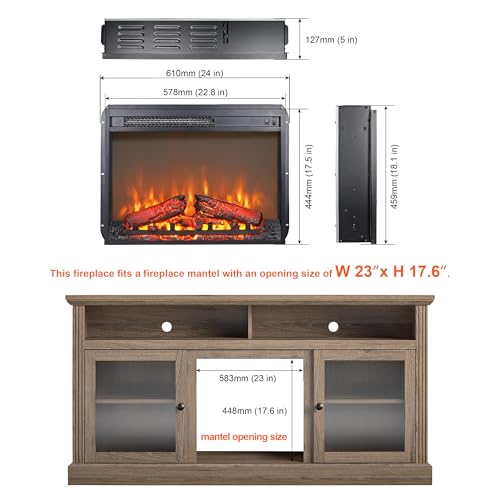 FHUKMZOI 23" Electric Fireplace Insert with Infrared Heating, Freestanding Fireplace with Ealistic Flame, Color Flames, Brightness Settings (23" with no Remote contral) - Image 5