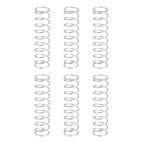 uxcell 6Pcs Compression Springs, 1mm Wire Diameter x 15mm OD x 60mm Length 304 Stainless Steel Extension Spring Ballpoint Pen Pressure Springs for Shop Home Repairs, Silver