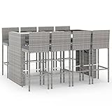 Photo Gallery vidaxl set bar da giardino 9 pz con cuscini in polyrattan grigio Photo Gallery vidaxl set bar da giardino 9 pz con cuscini in polyrattan grigio