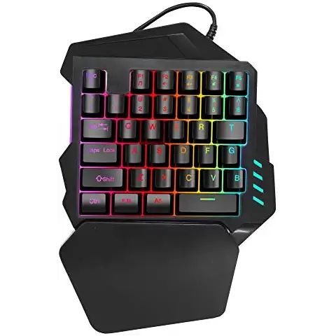 Teclado de Juegos de una Mano con Teclas Multimedia y Retroiluminación Cover