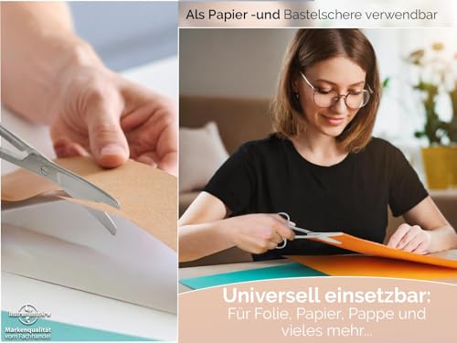 Bastelschere Papierschere Mehrzweckschere Edelstahl Rostfrei mit gebogener abgerundeter Schnittfläche für Basteln, Haushalt und Büro 13 cm