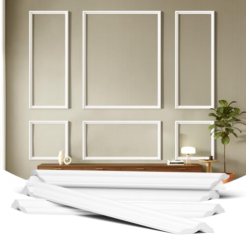 TONGMO 6-Frame Premade Accent Wall Molding Kit, Ready-to-Assemble Wainscoting Panels,