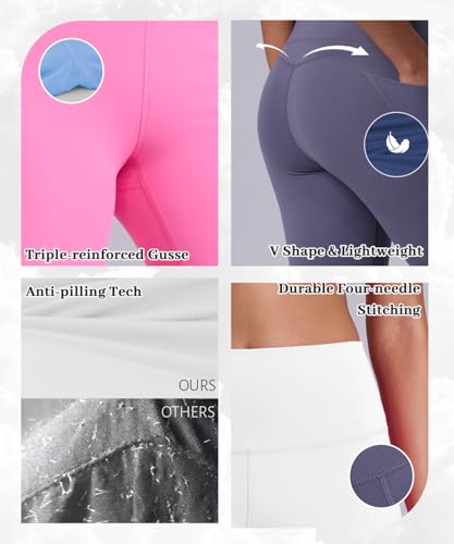 2 Pack Black Leggings with Pockets for Women, Tummy Control Workout High Waisted Yoga Pants4