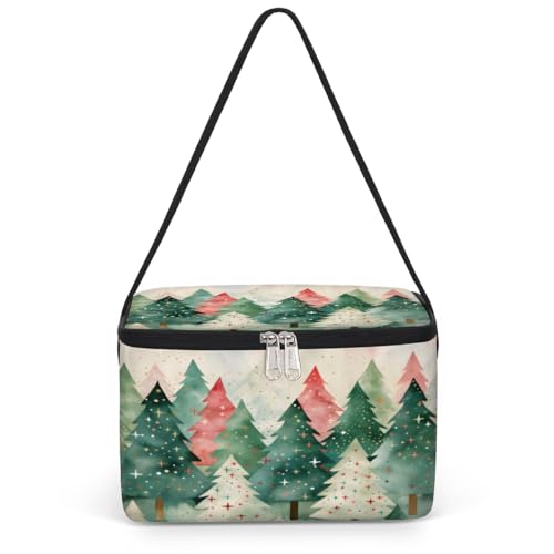 GzLeyigou Winter Christmas Tree Lunch Bags for Women Men 9 Cans, Hot & Cold Food Delivery Bag Insulated Grocery Bag Insulated Lunch Box Cooler Bag for Office Work Picnic Beach