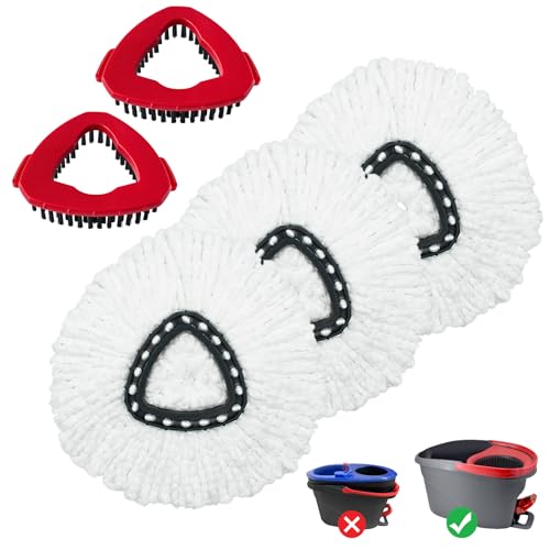Mop Heads Replacement for Ocedar Mop Replace Head for Ocedar EasyWring 1 Tank Microfiber Spin Mop Refills Include 3 Spin Mop Replacement Head Deep Cleaning Machine Washable with 2 Scrubber Mop Head