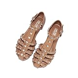 Cape Robbin Elowyn Sandals Slides for Women, Studded Womens Mules Slip On Shoes - Nude Size 8