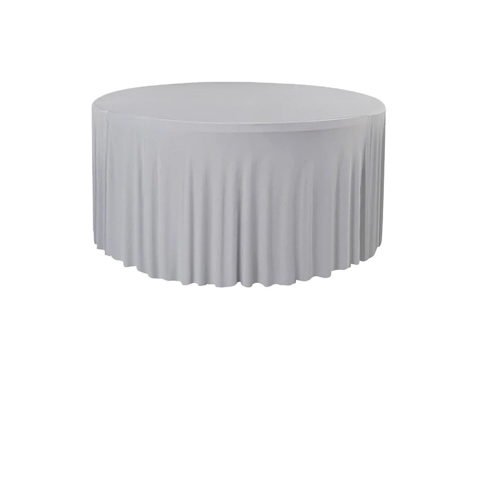 SHENJMAI Round Skirt Tablecloth Pleated Wave Spandex Round Tablecloth Elastic Skirted Cover 4/5/6FT for Banquet Wedding Stain-Resistant Easy Care(Grey,5FT 153CM ROUND)